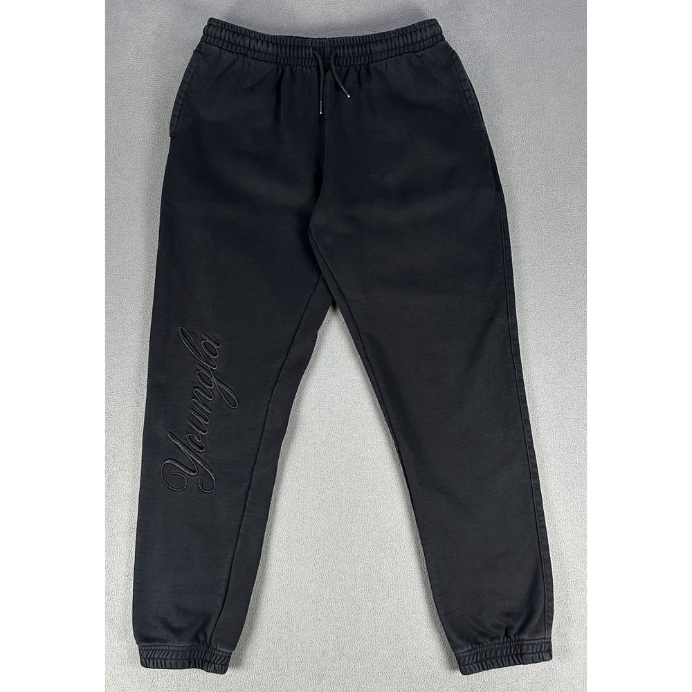YoungLA Joggers Sweatpants Mens 2XL Black Autograph Embroidered Distressed Faded